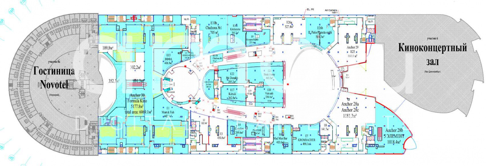 Планировка офиса 1181.3 м², 5 этаж, ТРЦ «Афимолл Сити»